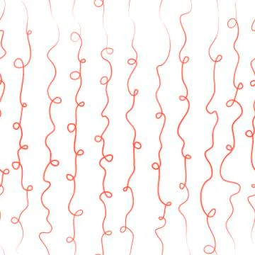 Wavy lines seamless pattern with loops. Hand drawn vector Stock Illustration