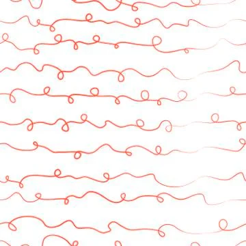 Wavy lines seamless pattern with loops. Hand drawn vector Stock Illustration