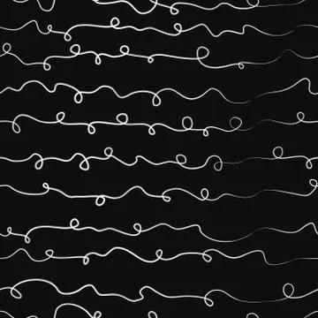 Wavy lines seamless pattern with loops. Hand drawn vector Illustrazione stock