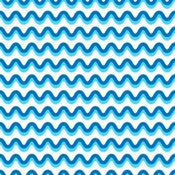 Wavy lines seamless repeatable pattern in aqua, blue colors Illustrazione stock