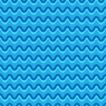 Wavy lines seamless repeatable pattern in aqua, blue colors Illustrazione stock