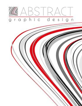 Wavy lines. Template with black, red and gray stripes Stock Illustration