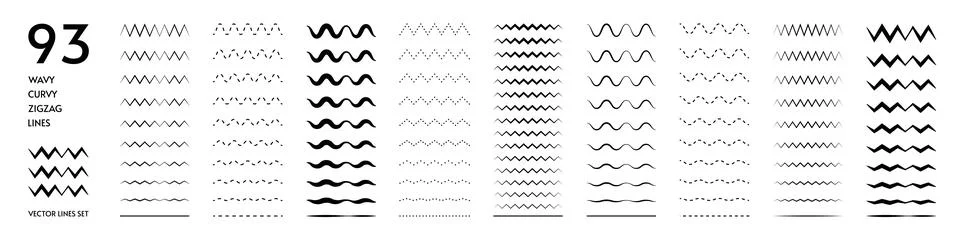 Wavy lines. Zigzag squiggly waves. Curvy wiggle or ripple graphic. Undulate w イラスト素材