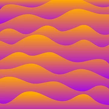 Wavy liquid background with gradient. Yellow and purple. Vector illustration. Stock Illustration