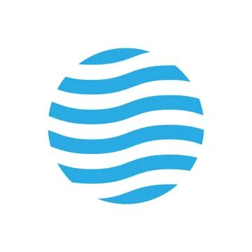 Wavy logo design template. Blue theme. Abstract blue waves in the circle. Vector イラスト素材