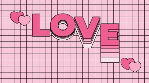 Wavy love text animation on moving abstract greed pink background. Love Stock Footage 310191366