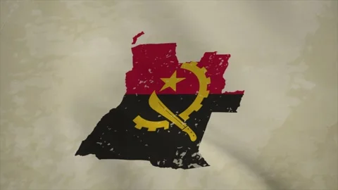 Wavy Map of ANGOLA with Flag in Body Isolated on Vintage Background Video stock 326632071
