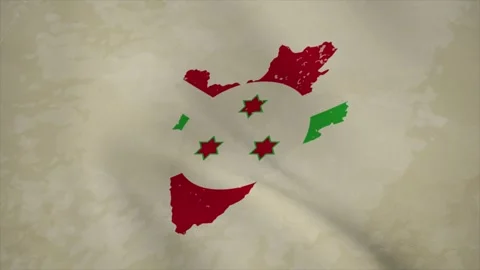 Wavy Map of BURUNDI with Flag in Body Isolated on Vintage Background Stock Footage 326631963