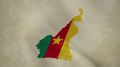 Wavy Map of CAMEROON with Flag in Body Isolated on Vintage Background Video stock 326631964