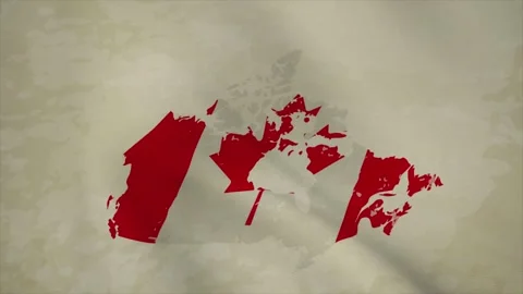 Wavy Map of CANADA with Flag in Body Isolated on Vintage Background Stock-Footage 326632965