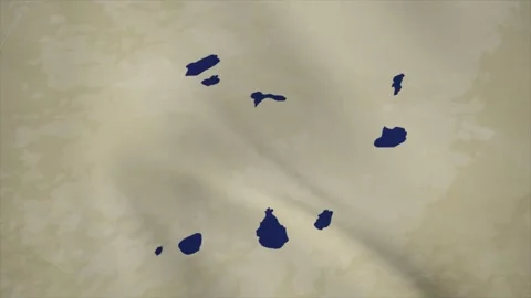 Wavy Map of CAPE VERDE with Flag in Body Isolated on Vintage Background Stock Footage 326631899