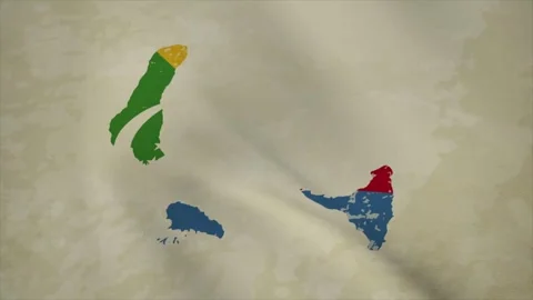 Wavy Map of COMOROS with Flag in Body Isolated on Vintage Background Video stock 326631740