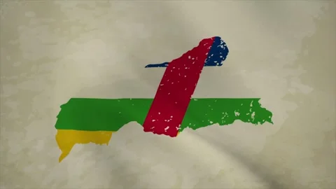 Wavy Map of C.A.R with Flag in Body Isolated on Vintage Background Stock Footage 326631870