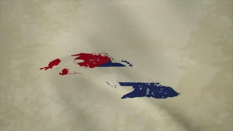 Wavy Map of CUBA with Flag in Body Isolated on Vintage Background Stock-Footage 326633284