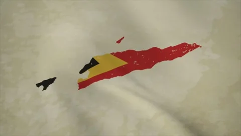 Wavy Map of EAST TIMOR with Flag in Body Isolated on Vintage Background Video stock 326633940