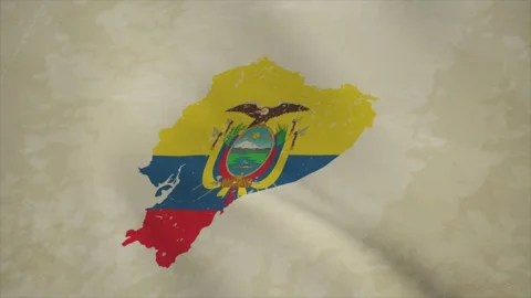Wavy Map of ECUADOR with Flag in Body Isolated on Vintage Background Stock Footage 326632963