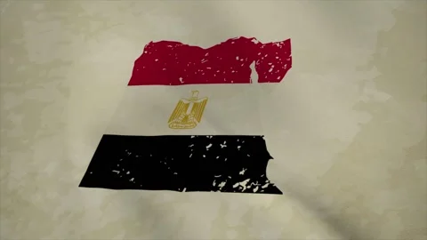 Wavy Map of EGYPT with Flag in Body Isolated on Vintage Background Stock Footage 326631817