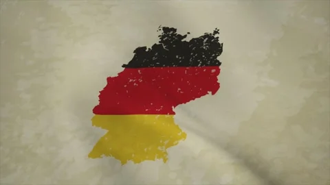Wavy Map of GERMANY with Flag in Body Isolated on Vintage Background Stock Footage 326634824