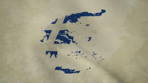 Wavy Map of GREECE with Flag in Body Isolated on Vintage Background Stock-Footage 326634817