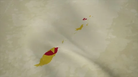 Wavy Map of GRENADA with Flag in Body Isolated on Vintage Background Stock Footage 326633220