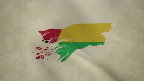Wavy Map of GUINEA BISSAU with Flag in Body Isolated on Vintage Background Video stock 326632871