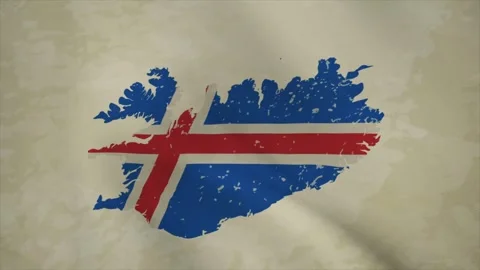 Wavy Map of ICELAND with Flag in Body Isolated on Vintage Background Stock Footage 326634811