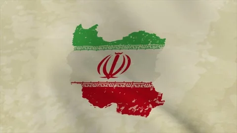 Wavy Map of IRAN with Flag in Body Isolated on Vintage Background Stock-Footage 326633877