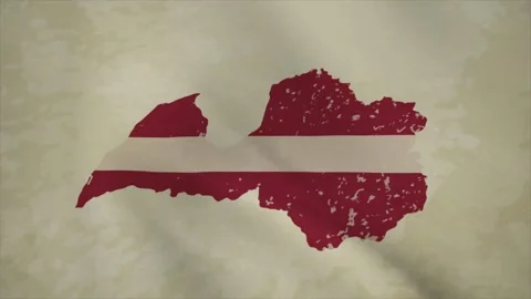 Wavy Map of LATVIA with Flag in Body Isolated on Vintage Background 스톡 동영상 326634786