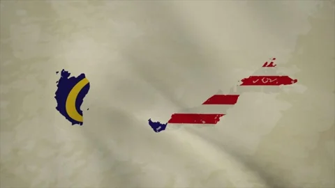 Wavy Map of MALAYSIA with Flag in Body Isolated on Vintage Background Video stock 326633708