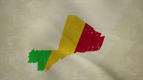 Wavy Map of MALI with Flag in Body Isolated on Vintage Background Stock Footage 326632369