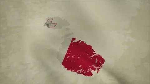 Wavy Map of MALTA with Flag in Body Isolated on Vintage Background Stock Footage 326634724
