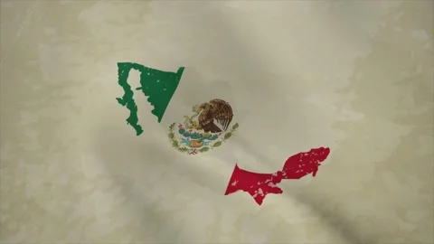 Wavy Map of MEXICO with Flag in Body Isolated on Vintage Background Stock Footage 326633096