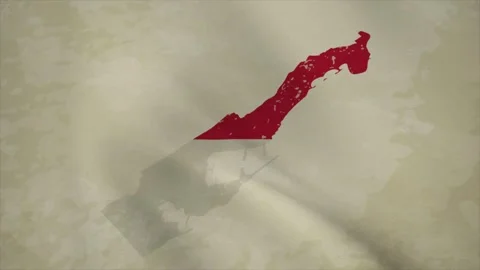 Wavy Map of MONACO with Flag in Body Isolated on Vintage Background Stock Footage 326634693