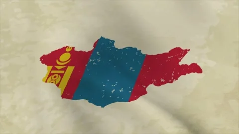 Wavy Map of MONGOLIA with Flag in Body Isolated on Vintage Background 스톡 동영상 326633704