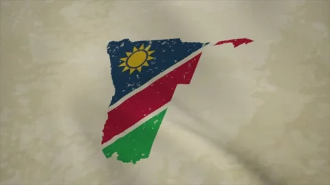 Wavy Map of NAMIBIA with Flag in Body Isolated on Vintage Background Stock Footage 326632265