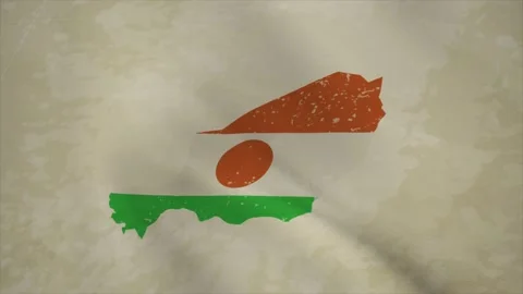 Wavy Map of NIGER with Flag in Body Isolated on Vintage Background 스톡 동영상 326632256