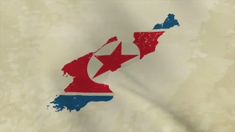 Wavy Map of NORTH KOREA with Flag in Body Isolated on Vintage Background 스톡 동영상 326633757