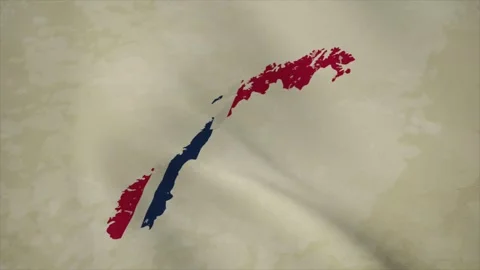 Wavy Map of NORWAY with Flag in Body Isolated on Vintage Background Video stock 326634647