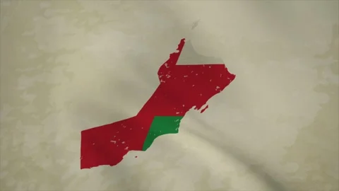 Wavy Map of OMAN with Flag in Body Isolated on Vintage Background Video stock 326633682