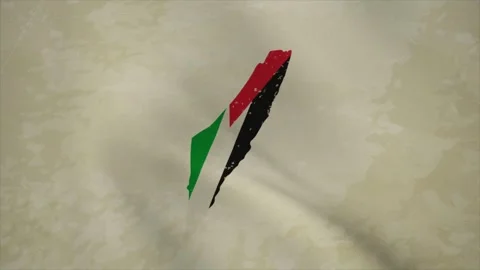 Wavy Map of PALESTINE with Flag in Body Isolated on Vintage Background Video stock 326633332