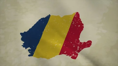 Wavy Map of ROMANIA with Flag in Body Isolated on Vintage Background 스톡 동영상 326634544
