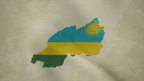 Wavy Map of RWANDA with Flag in Body Isolated on Vintage Background Video stock 326632239