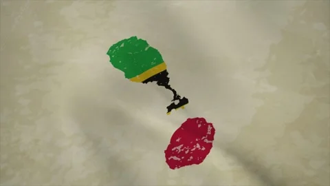 Wavy Map of SAINT KITTS with Flag in Body Isolated on Vintage Background Video stock 326633080