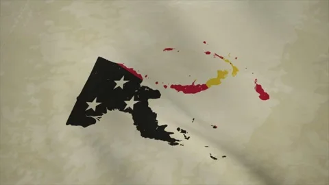 Wavy Map of SAMOA with Flag in Body Isolated on Vintage Background Stock Footage 326633409