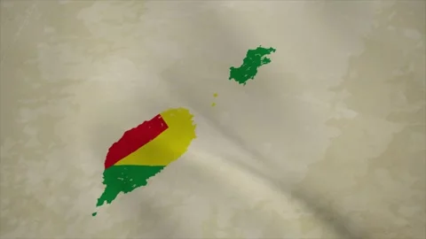 Wavy Map of SAO TOME with Flag in Body Isolated on Vintage Background Stock Footage 326632232