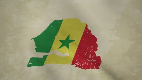 Wavy Map of SENEGAL with Flag in Body Isolated on Vintage Background Stock Footage 326632206