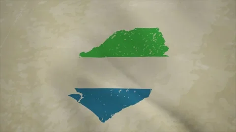 Wavy Map of SIERRA LEONE with Flag in Body Isolated on Vintage Background Stock Footage 326632179