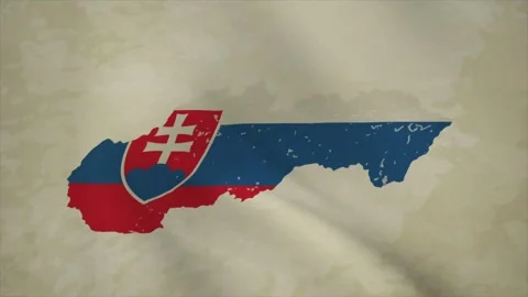 Wavy Map of SLOVAKIA with Flag in Body Isolated on Vintage Background Video stock 326634348