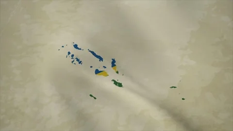 Wavy Map of SOLOMON ISLANDS with Flag in Body Isolated on Vintage Background Video stock 326633407