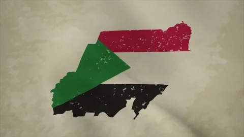 Wavy Map of SUDAN with Flag in Body Isolated on Vintage Background Stock-Footage 326632092